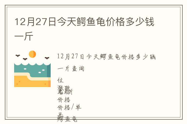 12月27日今天鳄鱼龟价格多少钱一斤