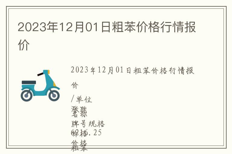 2023年12月01日粗苯价格行情报价