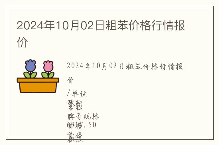 2024年10月02日粗苯价格行情报价