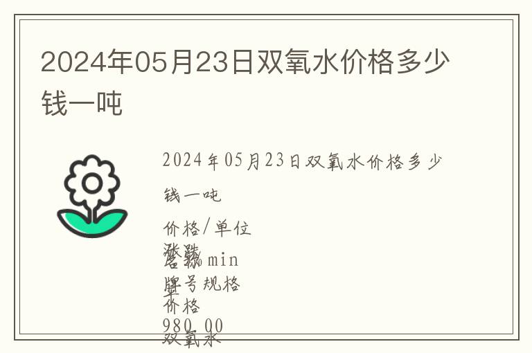 2024年05月23日双氧水价格多少钱一吨