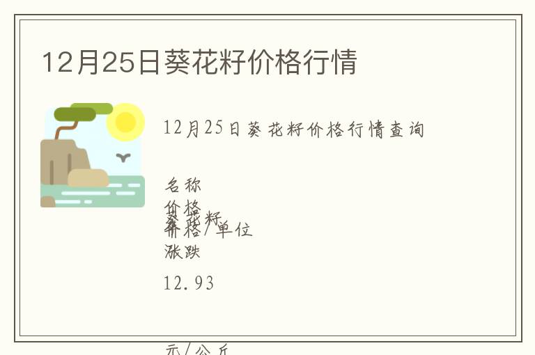 12月25日葵花籽价格行情