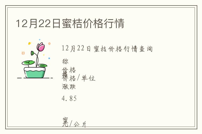 12月22日蜜桔价格行情