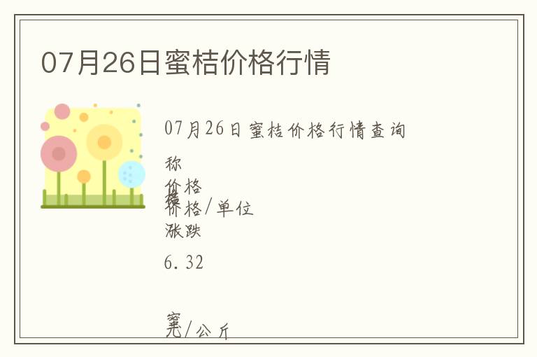 07月26日蜜桔价格行情