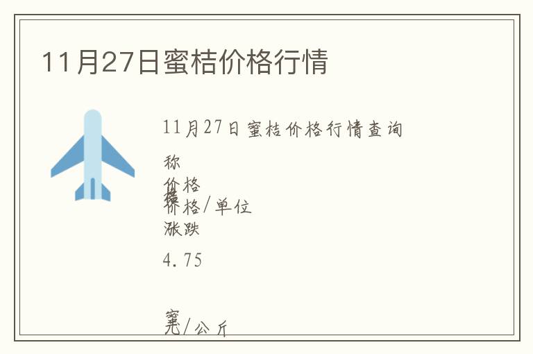 11月27日蜜桔价格行情