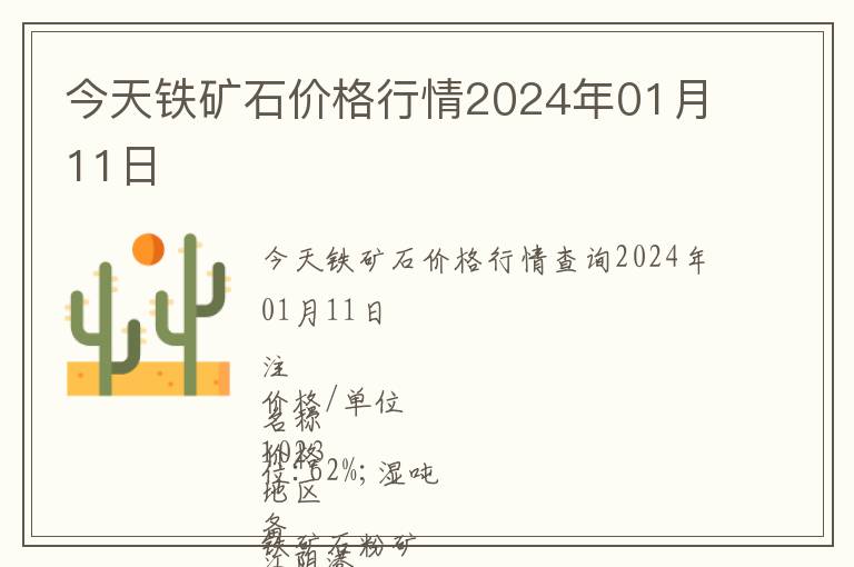 今天铁矿石价格行情2024年01月11日