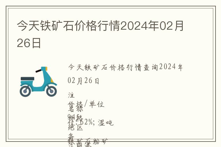 今天铁矿石价格行情2024年02月26日