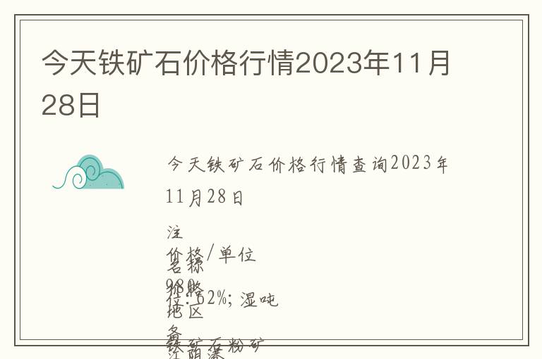 今天铁矿石价格行情2023年11月28日