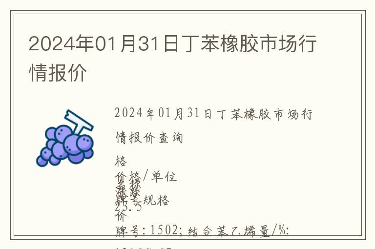 2024年01月31日丁苯橡胶市场行情报价