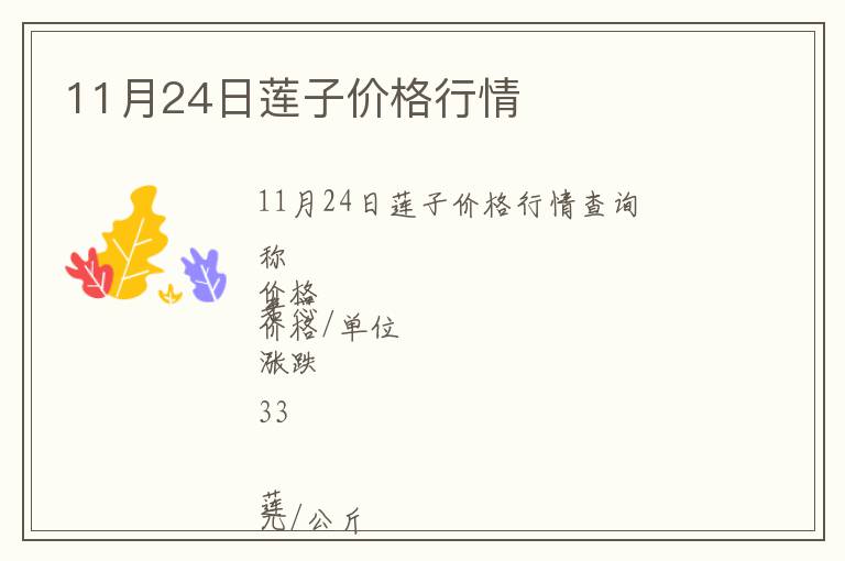 11月24日莲子价格行情