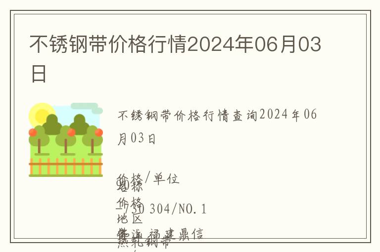 不锈钢带价格行情2024年06月03日