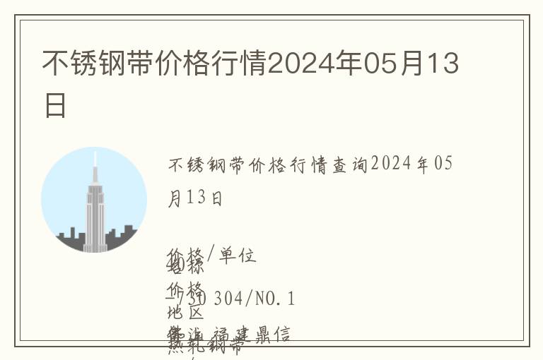 不锈钢带价格行情2024年05月13日