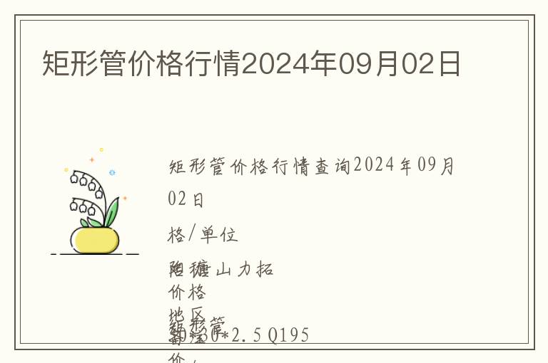 矩形管价格行情2024年09月02日