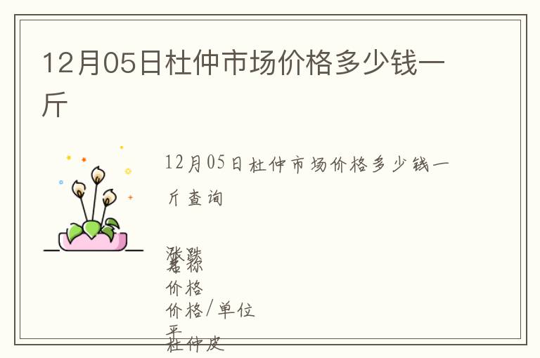 12月05日杜仲市场价格多少钱一斤