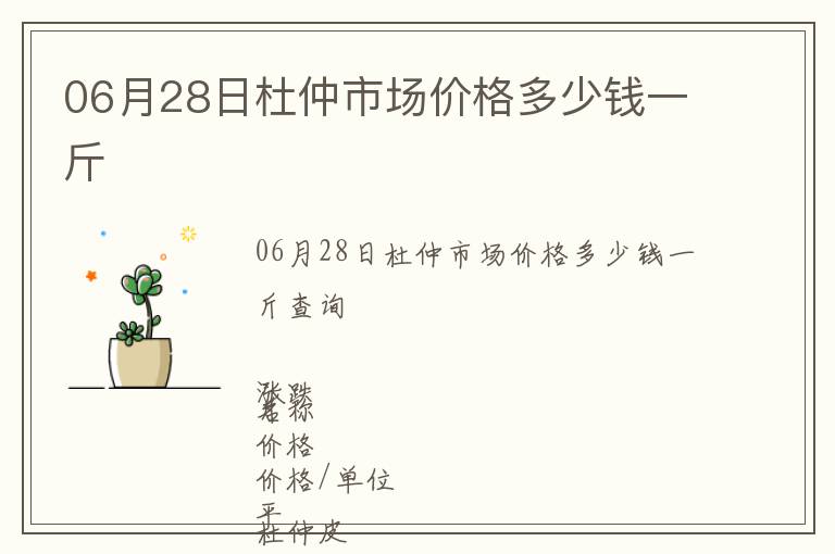 06月28日杜仲市场价格多少钱一斤