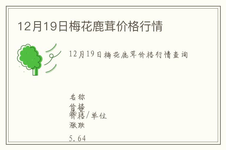 12月19日梅花鹿茸价格行情