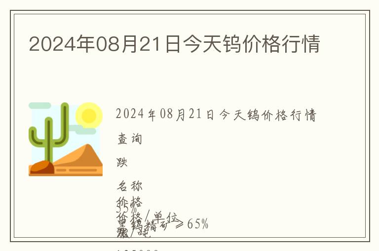 2024年08月21日今天钨价格行情