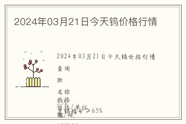 2024年03月21日今天钨价格行情