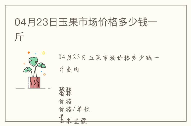 04月23日玉果市场价格多少钱一斤