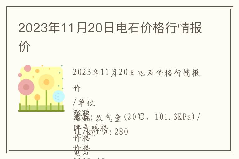 2023年11月20日电石价格行情报价