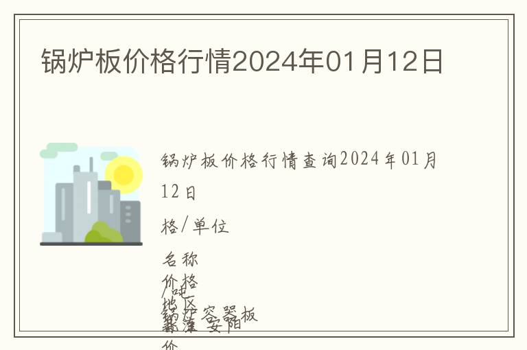 锅炉板价格行情2024年01月12日