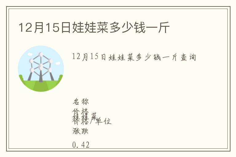 12月15日娃娃菜多少钱一斤