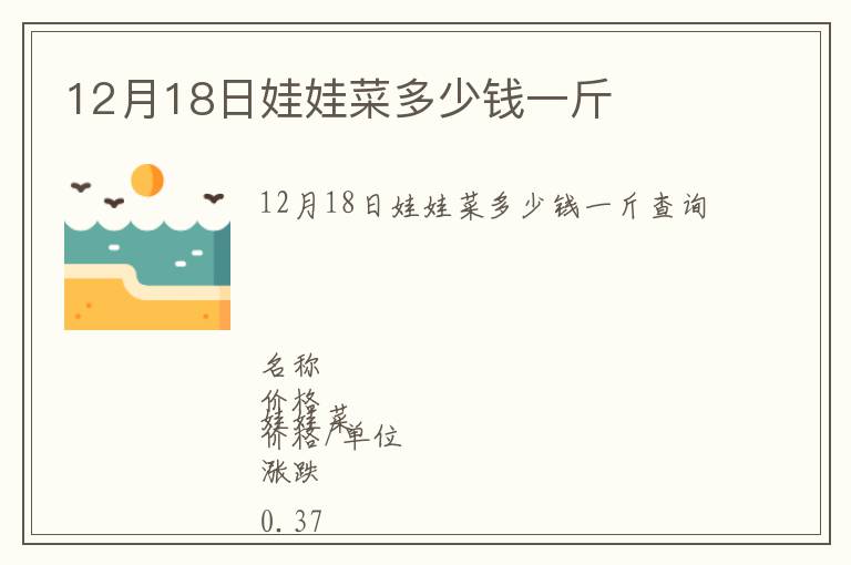 12月18日娃娃菜多少钱一斤