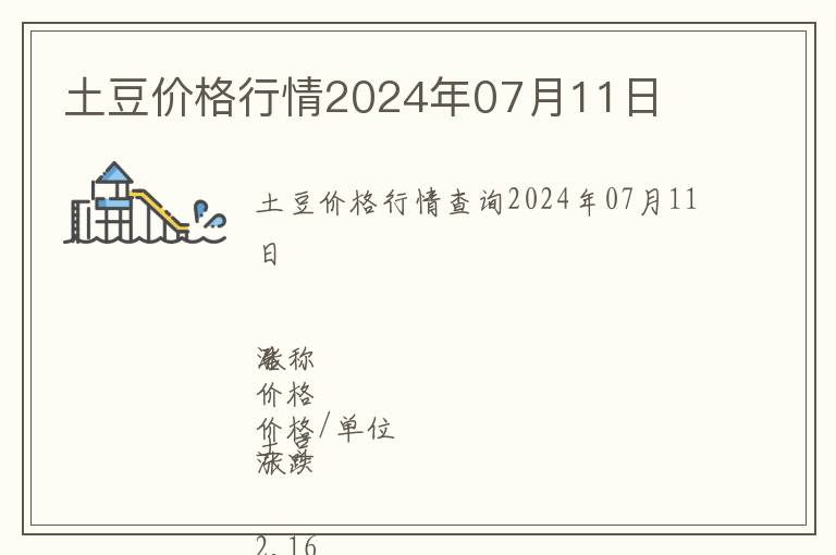 土豆价格行情2024年07月11日