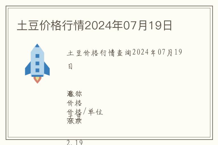 土豆价格行情2024年07月19日