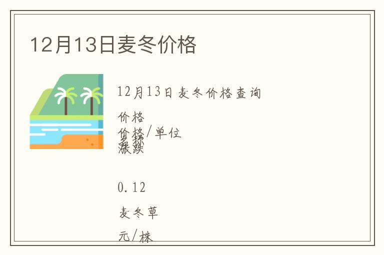 12月13日麦冬价格