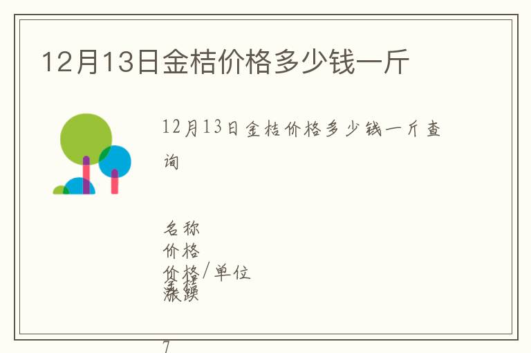 12月13日金桔价格多少钱一斤