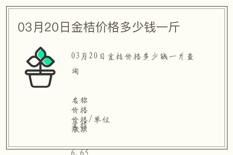 03月20日金桔价格多少钱一斤