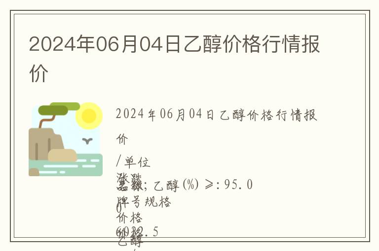 2024年06月04日乙醇价格行情报价