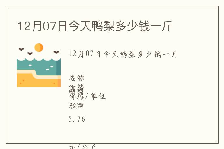 12月07日今天鸭梨多少钱一斤