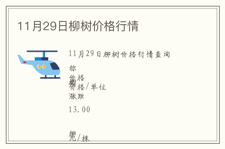 11月29日柳树价格行情