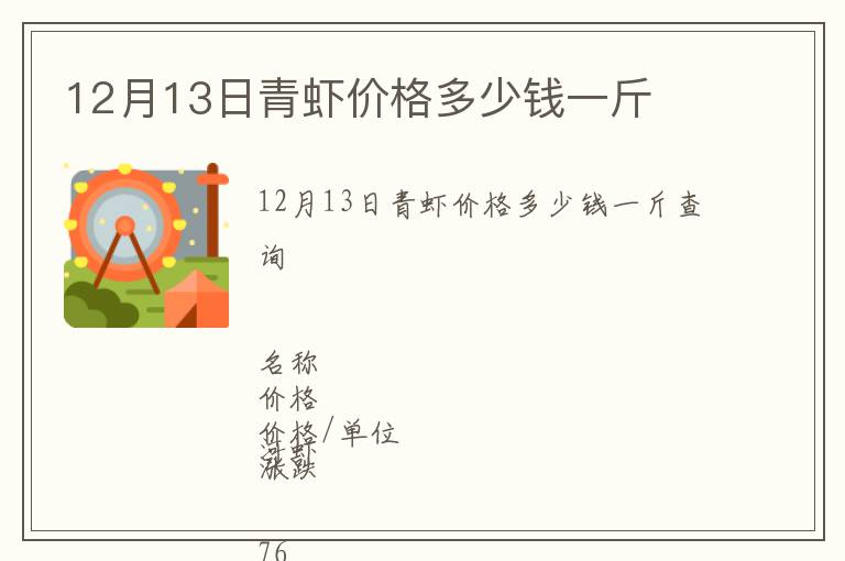 12月13日青虾价格多少钱一斤