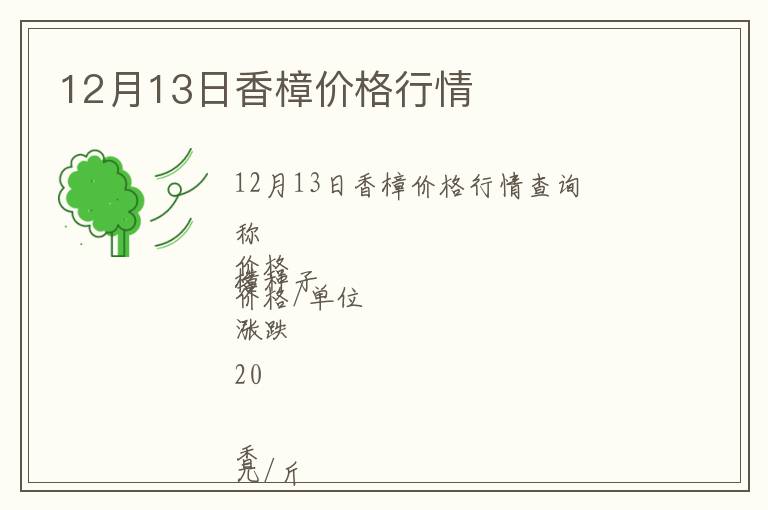 12月13日香樟价格行情