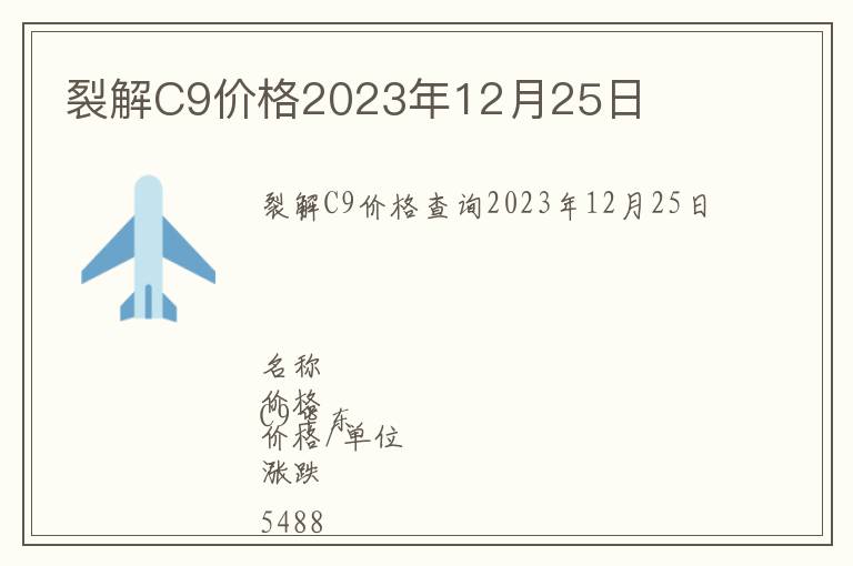 裂解C9价格2023年12月25日