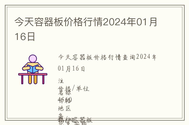 今天容器板价格行情2024年01月16日