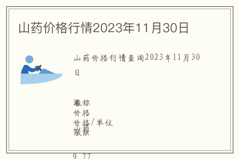 山药价格行情2023年11月30日