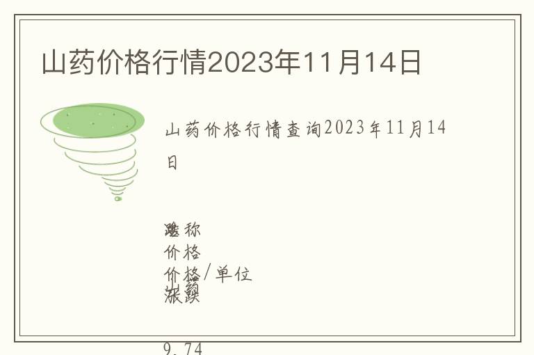 山药价格行情2023年11月14日