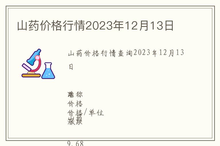 山药价格行情2023年12月13日