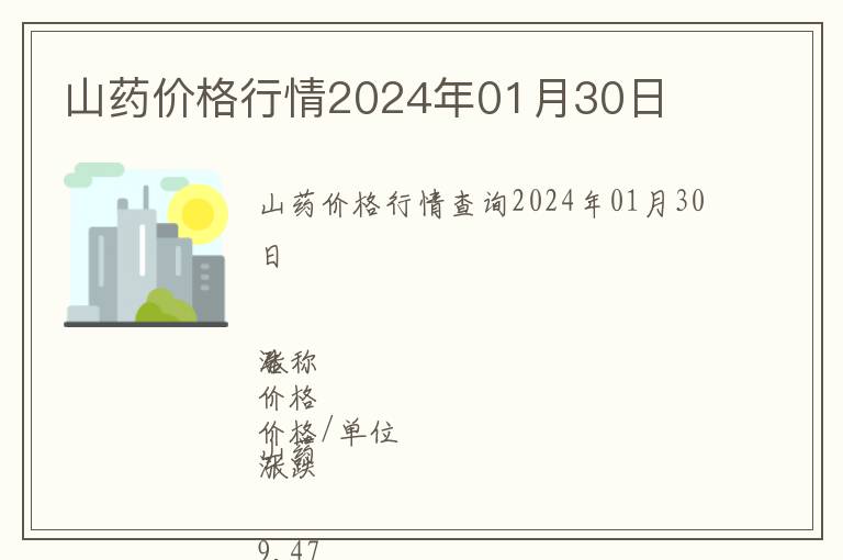 山药价格行情2024年01月30日