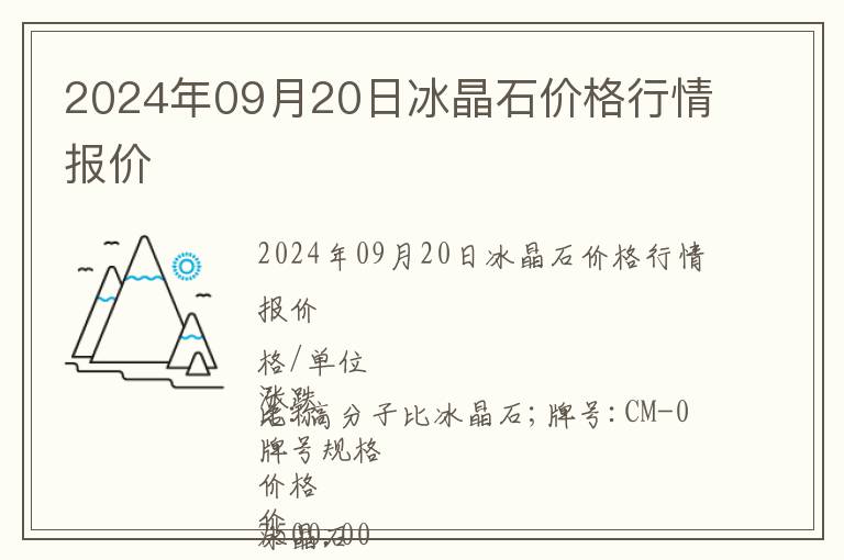 2024年09月20日冰晶石价格行情报价