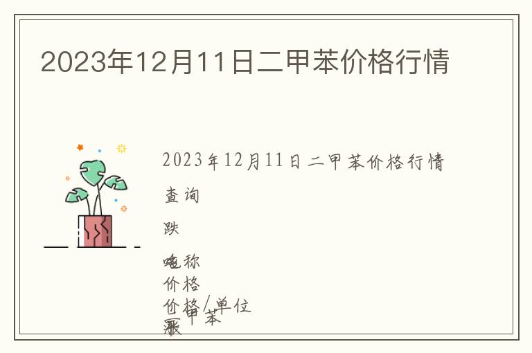 2023年12月11日二甲苯价格行情