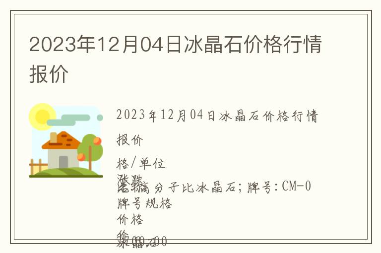 2023年12月04日冰晶石价格行情报价