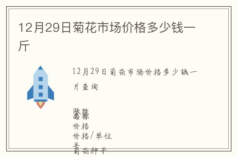 12月29日菊花市场价格多少钱一斤