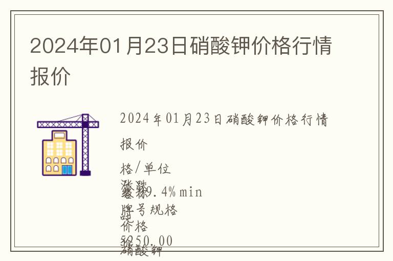 2024年01月23日硝酸钾价格行情报价