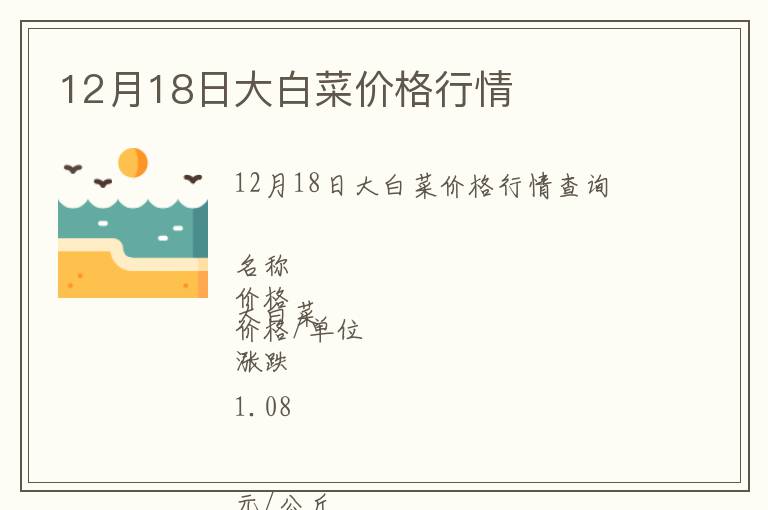 12月18日大白菜价格行情