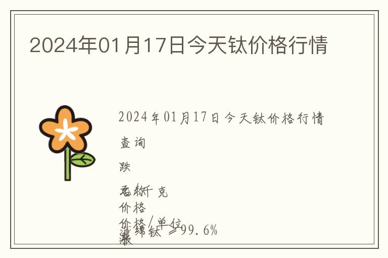 2024年01月17日今天钛价格行情