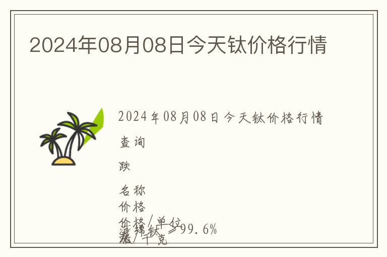 2024年08月08日今天钛价格行情